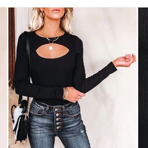 VICI Willow Ribbed Cutout Bodysuit Black